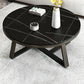 Glam Metal Cross Legs Coffee Table Slate Top Round Coffee Table