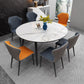 Contemporary Stone Dining Table Round Dining Table with 4 Wood Legs in Black