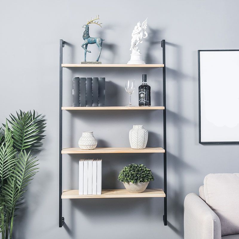 Contemporary Wall Unit Bookcase Metal Frame Pine Wood Shelf Bookshelf Clearhalo 'Bookcases' 'furn' 'furn_bookcases' 'Furniture' 'furniture_bookcases' 'Office Furniture' 1200x1200_edf70351-0cd9-414b-b773-a6622c03fbc5