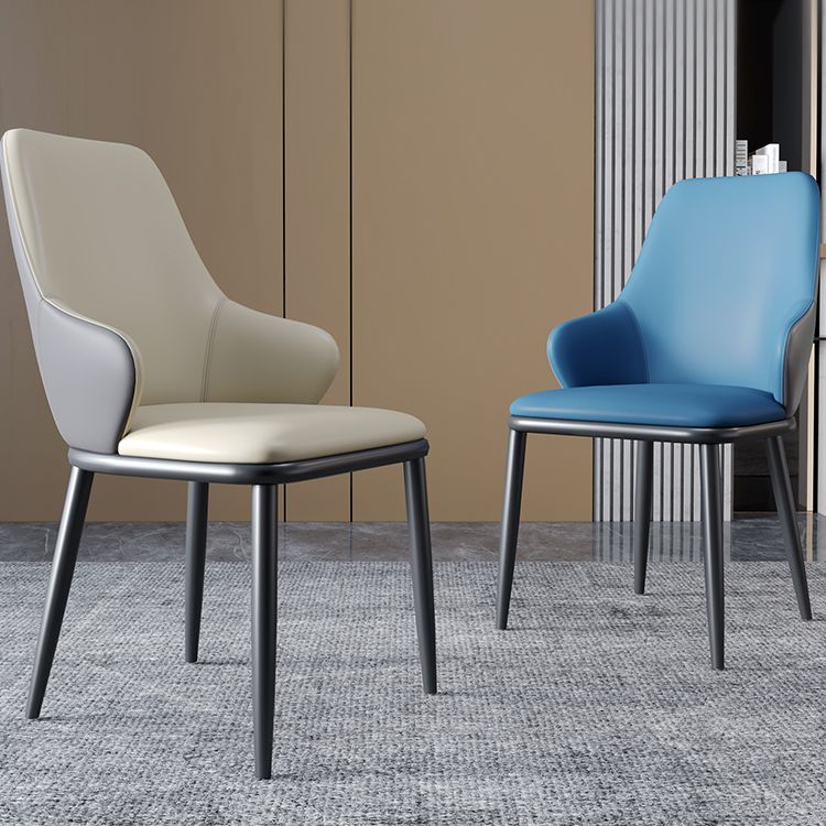 Minimalist Style Leather Dining Chairs Solid Back Upholstered Side Chair for Home Clearhalo ' kitchen&dining_furn' 'Dining Chairs' 'Dining Tables & Seating' 'dining_chair' 'furn' 'furn_dining_chair' 'Furniture' 'furniture_dining_chair' 'Kitchen & Dining Furniture' 'kitchen' 1200x1200_edf7ac8b-c6fd-440c-9428-33aba268a7c4