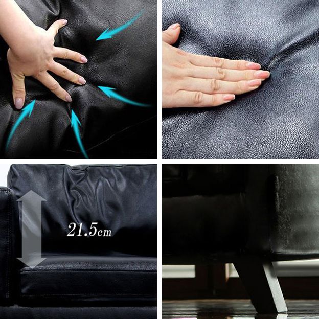 Canapé en cuir faux en cuir carré avec coussins pour le salon