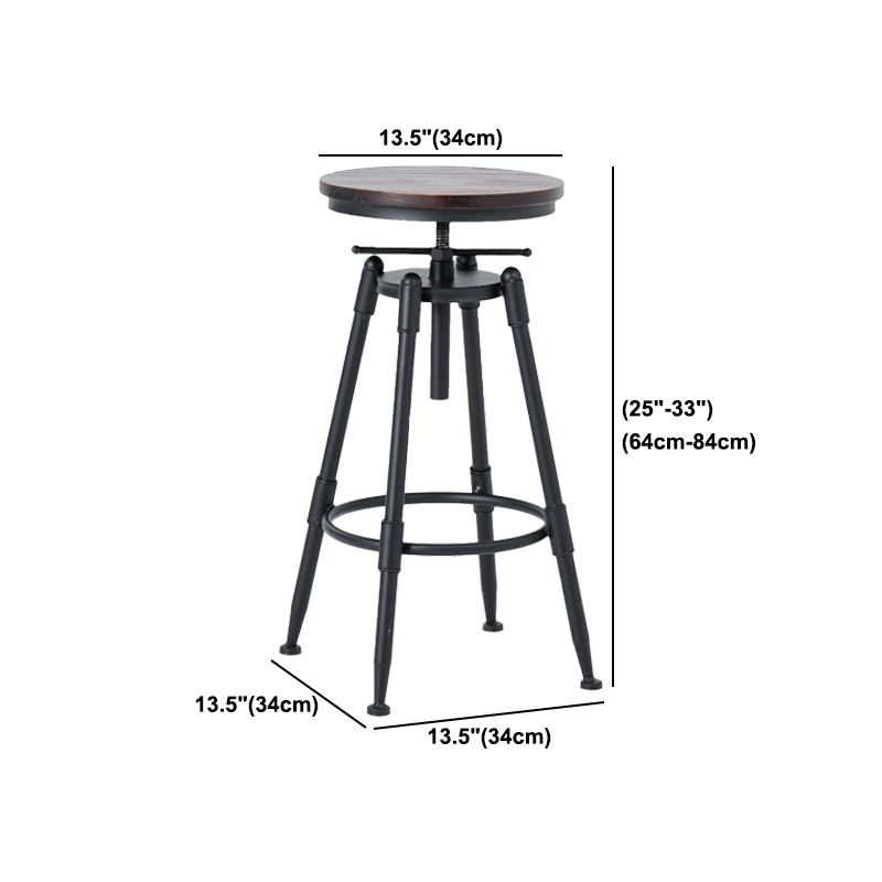Tabouret de comptoir rond industriel noir tabouret de barre de hauteur réglable avec pivot
