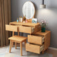 31. 5" W Wood Vanity Table with Mirror & Stool 4 Drawers Simple Makeup Vanity Table Set Clearhalo 'Bedroom Furniture' 'furn' 'furn_makeup_vanities' 'Furniture' 'Makeup Vanities' 'makeup_vanities' 1200x1200_edfa30da-f55a-45d3-8131-7c4641dde59e