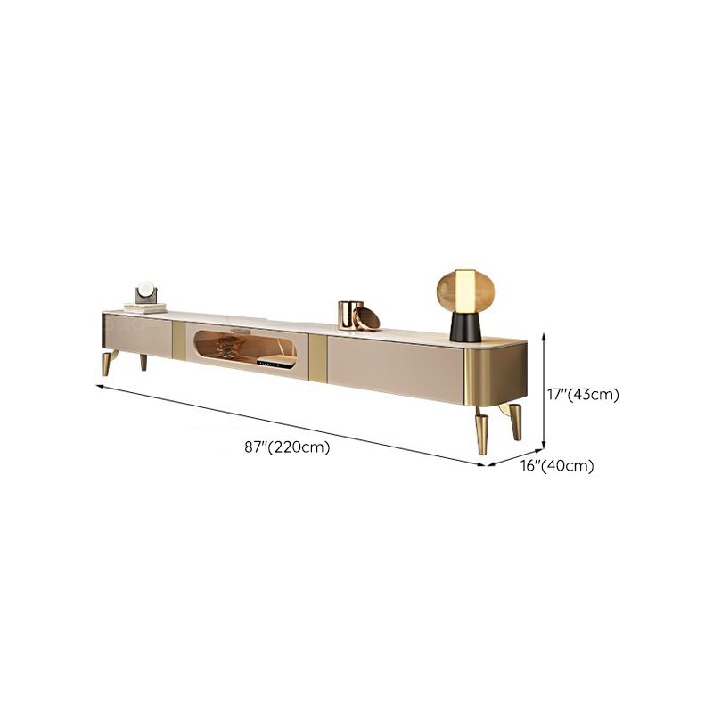 Glam – meuble TV en marbre blanc, Console de rangement fermée, support multimédia TV pour salon