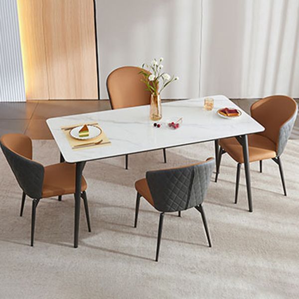 Mesa de comedor de piedra blanca rectangular contemporánea con piernas