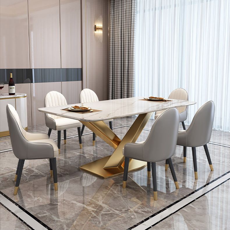 Luxury Sintered Stone Top Dining Set Rectangle 1/4/5/7 Pieces Kitchen Table with Chairs Clearhalo 'Dining Room Sets' 'Dining Tables & Seating' 'dining_room_set' 'Furniture' 'furniture_dining_room_set' 'Kitchen & Dining Furniture' 1200x1200_edfcbafc-192d-465b-ad21-29a91ecc49a3