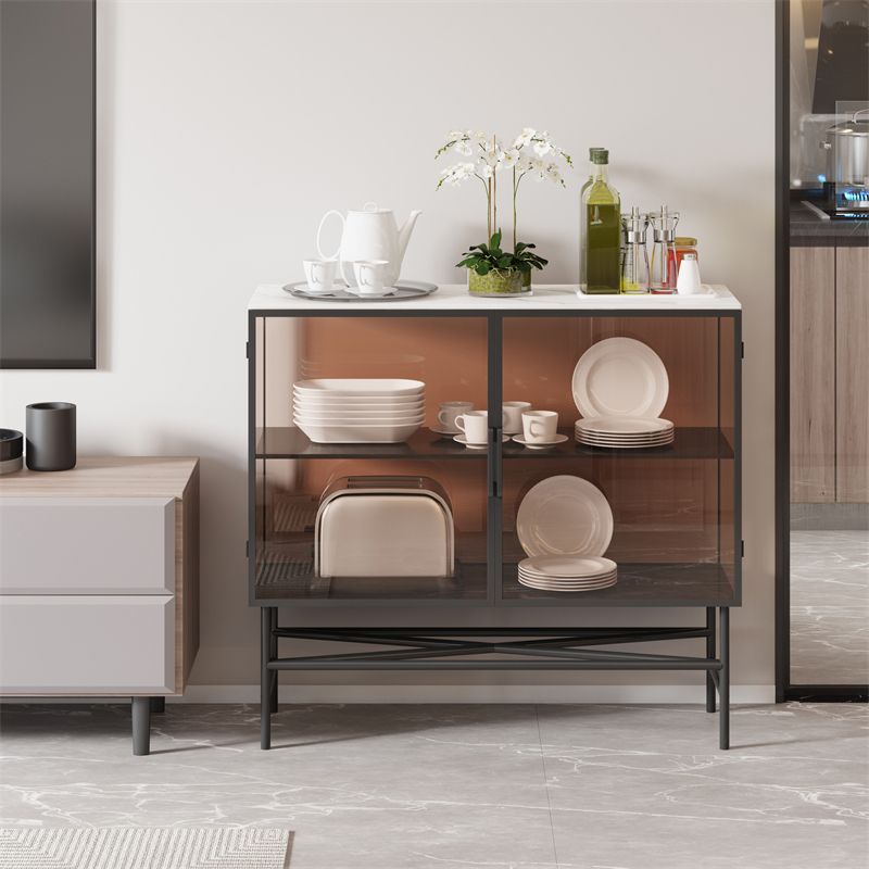 Modern Style Sideboard with Metal Legs Storage Sideboard for Kitchen Bar Clearhalo 'buffet_sideboard' 'Buffets & Sideboards' 'furn' 'furn_buffet_sideboard' 'Furniture' 'Kitchen & Dining Furniture' 1200x1200_edfdbbab-8c25-4278-9d39-53501e99846d