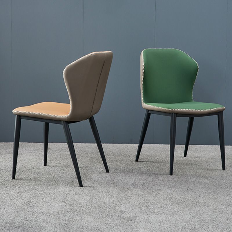 Silla de comedor contemporánea de metal acabado metálico silla lateral del ala