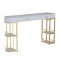 Stone Indoor Glam Bar Dining Table Iron Double Pedestal Bistro Table with Drawer Clearhalo 'Bar Furniture' 'Bar Tables' 'bar_tables' 'furn' 'furn_bar_tables' 'Furniture' 'furniture_bar_tables' 'Kitchen & Dining Furniture' 'kitchen&dining_furn' 'kitchen' 1200x1200_ee0043b2-c8c2-4f69-b810-19f5ce72340b