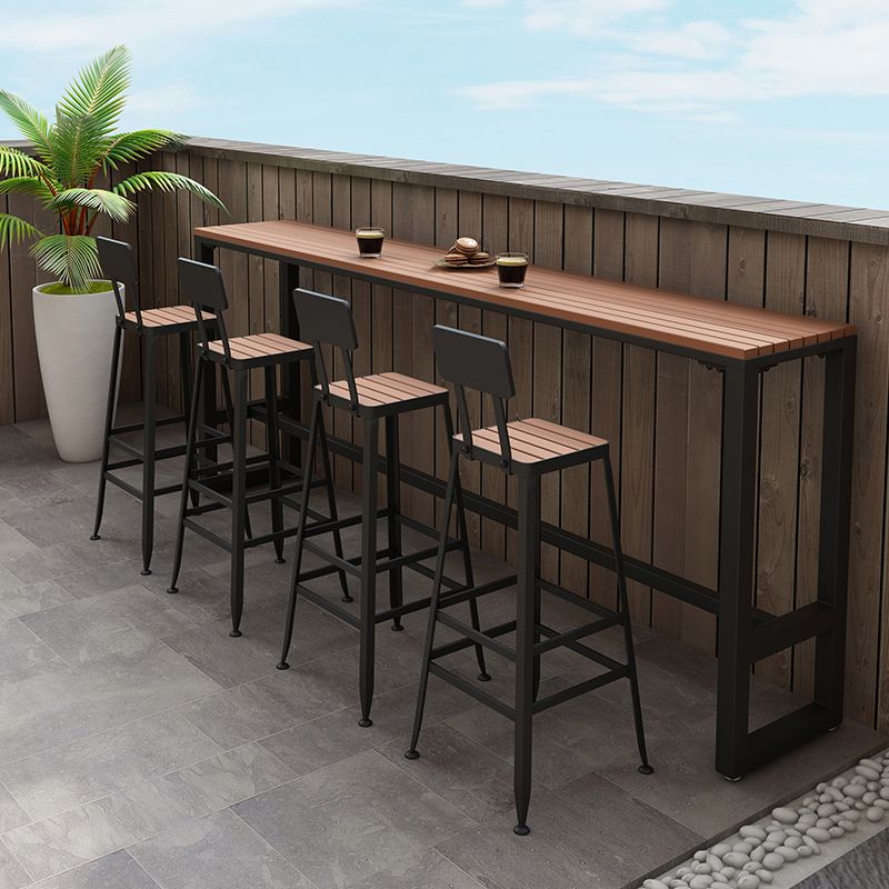 Modern Trestle Counter-height Pub Table Outdoor Rectangle Event and Cocktail Table Clearhalo 'Bar Furniture' 'Bar Tables' 'bar_tables' 'furn' 'furn_bar_tables' 'Furniture' 'furniture_bar_tables' 'Kitchen & Dining Furniture' 1200x1200_ee008eaf-4e85-4669-aa3d-eb9f23bd3c0a