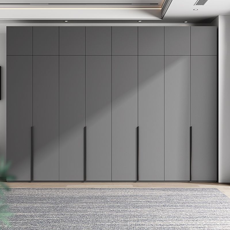 Contemporary Grey Storage Cabinet with Garment Rod Hinged Door Cabinet for Bedroom Clearhalo 'Armoires & Wardrobes' 'armoires_wardrobes' 'Bedroom Furniture' 'furn' 'furn_armoires_wardrobes' 'Furniture' 1200x1200_ee00a25a-97f7-4a45-b228-776515c37a88