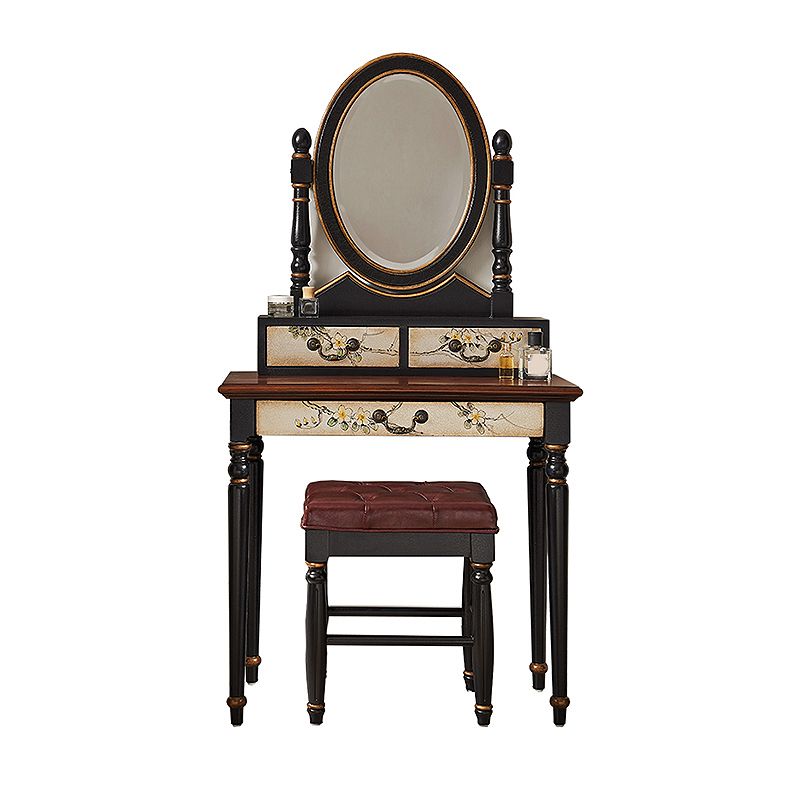 Table de vanité de maquillage victorien avec commode de tabouret avec tiroirs de rangement pour chambre à coucher