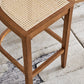 Taburete de bar de madera maciza para sala de estar, taburete de bar contemporáneo de ratán
