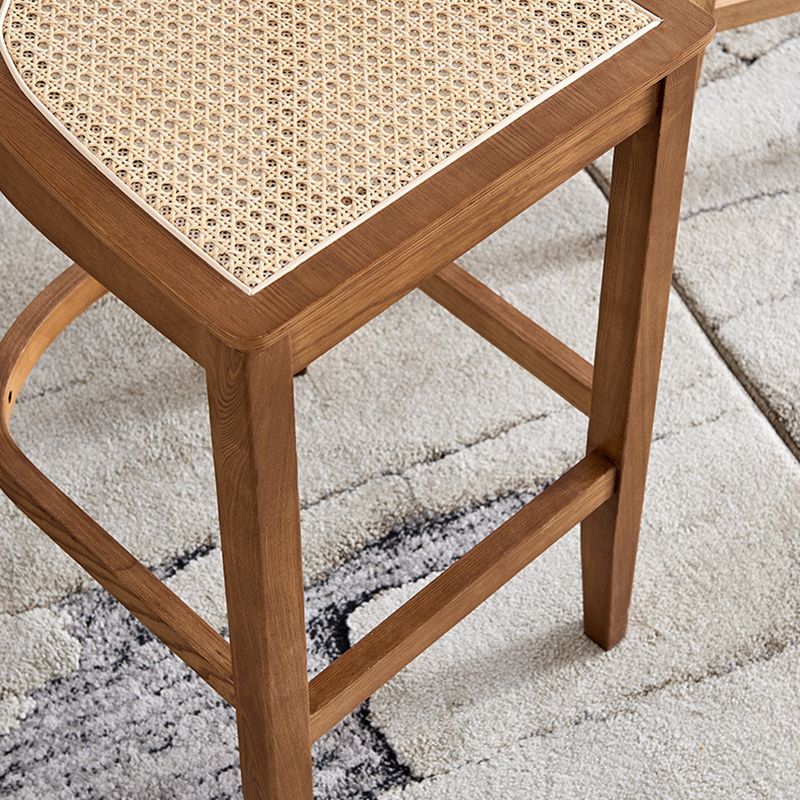 Taburete de bar de madera maciza para sala de estar, taburete de bar contemporáneo de ratán