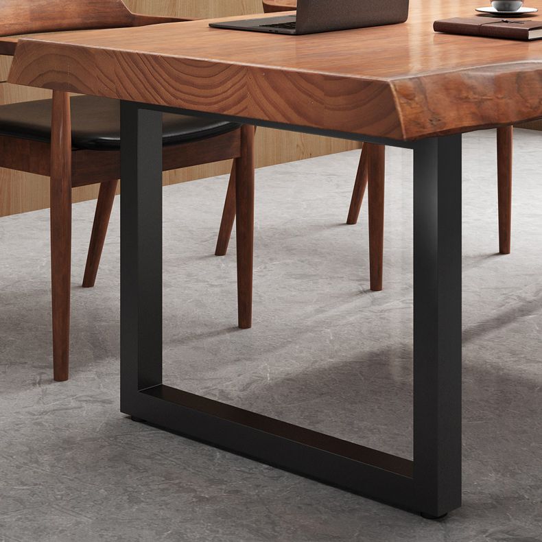 Sled Industrial Writing Desk Brown et bureau noir avec pin et métal