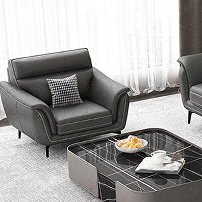 Modern Genuine Leather Sofa High Back Sectional with Pillow Top Arm Clearhalo 'furn' 'furn_sectionals' 'Furniture' 'furniture_sectionals' 'kitchen' 'kitchen_sectionals' 'Living Room Furniture' 'Sectionals' 1200x1200_ee089d80-6543-4b4b-9a8c-2ab6d00cce7d