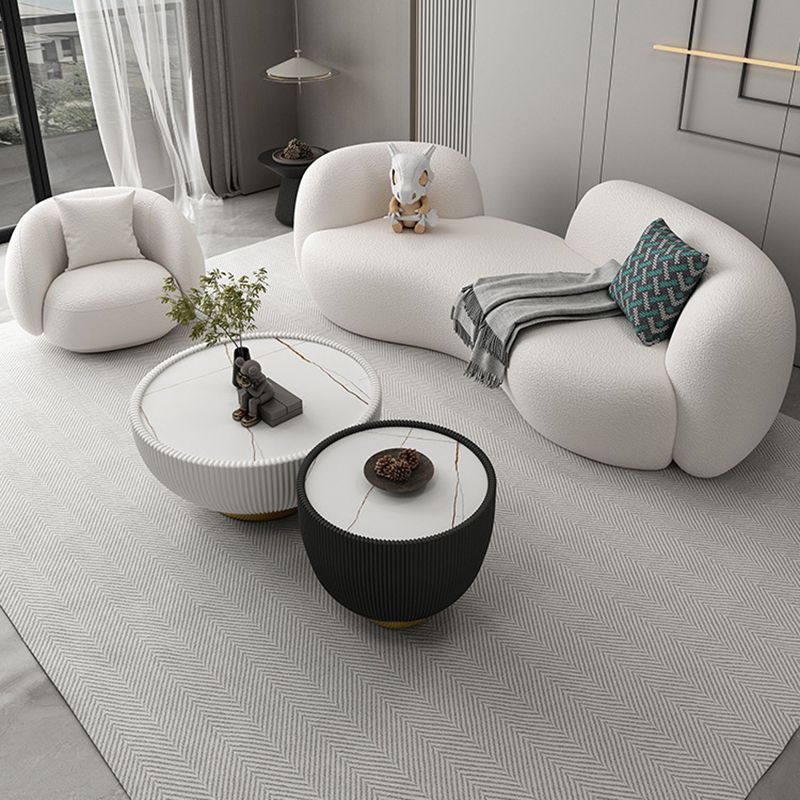 Contemporary Tuxedo Arm Sofa White Tight Back Seating for Living Room
