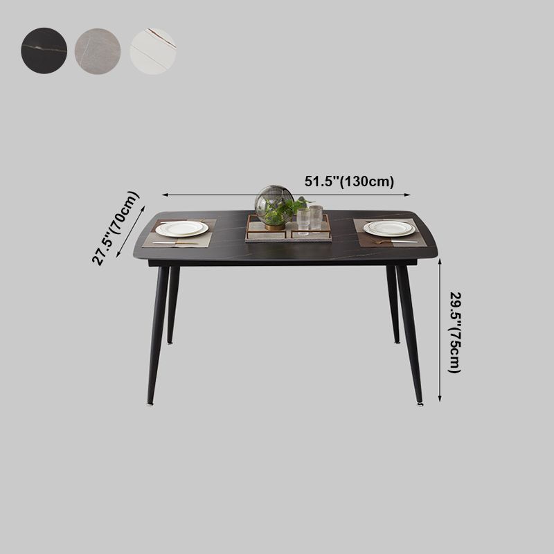 Industrial Style Sintered Stone Table Black 4 Legs Base Rectangle Table for Home Clearhalo ' dining_table' 'Dining Tables & Seating' 'Dining Tables' 'furn' 'furn_dining_table' 'Furniture' 'furniture_dining_table' 'Kitchen & Dining Furniture' 'kitchen&dining_furn' 'kitchen' 'kitchen_dining_table' 1200x1200_ee0955fb-7237-4ed6-b04b-adaf2b5b8d4a