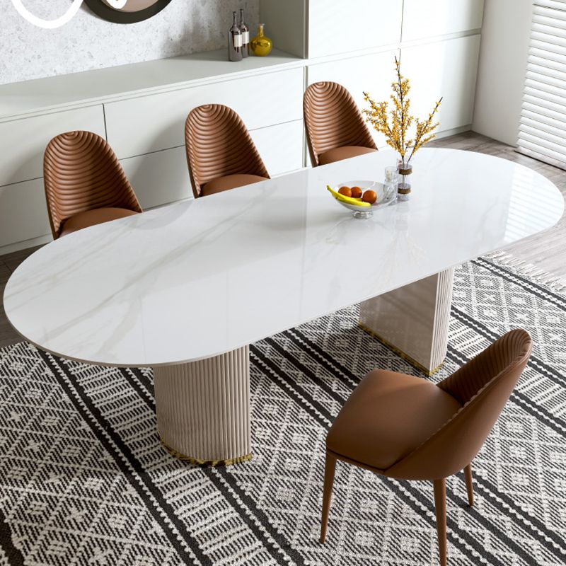 Ensemble de table ovale en pierre frittée de style Glam nordique, ensemble de 1/4/5/7 pièces