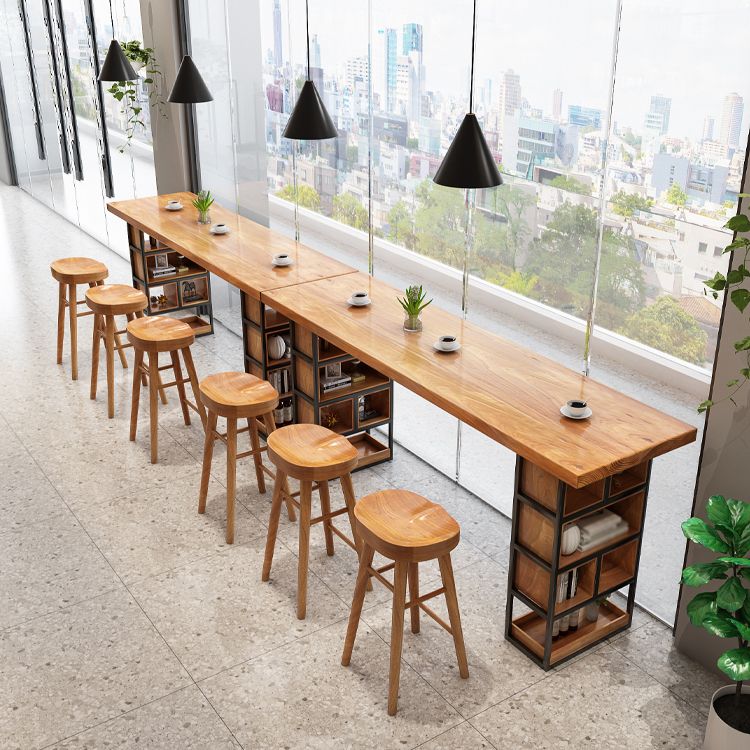 Tavolo da pranzo a barre di legno rettangolo tavolo da bar moderno con base a slitta