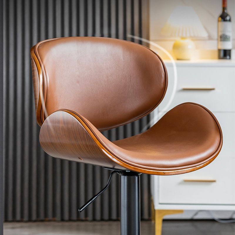Scandinavian Adjustable Height Swivel Counter Stools Leather Wood Bar Stools (1 Piece) Clearhalo 'Bar Furniture' 'Bar Stools' 'bar_stools' 'furn' 'furn_bar_stools' 'furniture_bar_stools' 'Kitchen & Dining Furniture' 'kitchen&dining_furn' 'kitchen' 'kitchen_furn' Furniture' 1200x1200_ee09d538-9ad5-4094-bd2f-429135b4b906