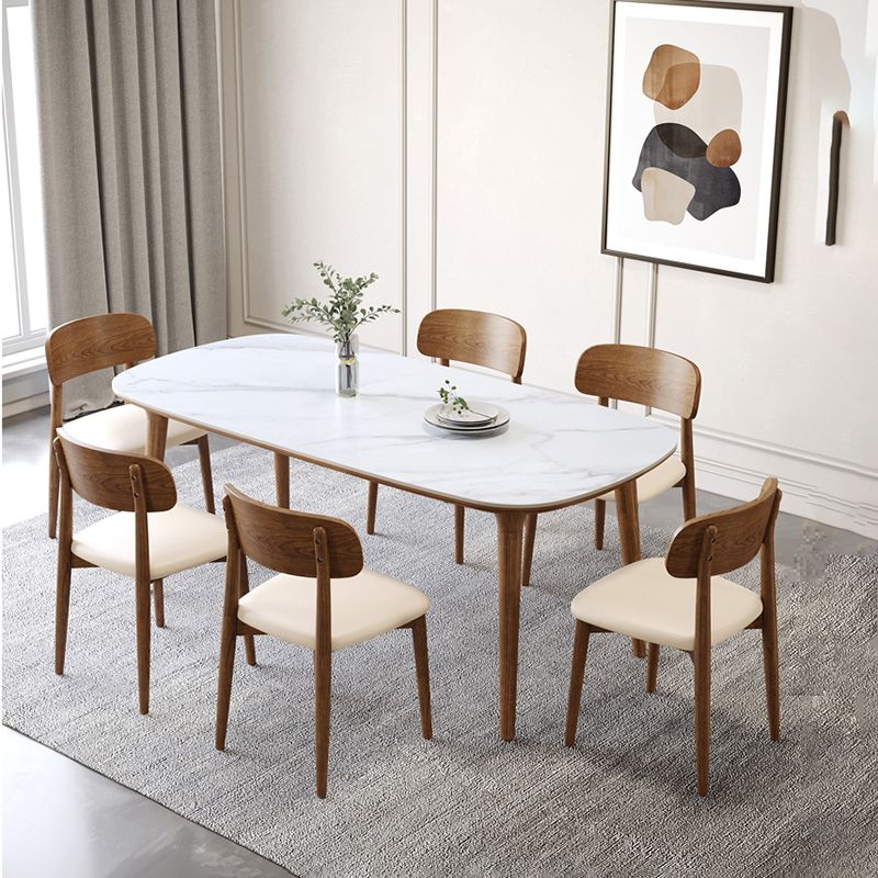 Nordic Style Armless Chair Wood Open Back Dining Side Chair in Walnut for Kitchen Clearhalo 'Dining Chairs' 'Dining Tables & Seating' 'dining_chair' 'furn' 'furn_dining_chair' 'Furniture' 'furniture_dining_chair' 'Kitchen & Dining Furniture' 1200x1200_ee0a7e9b-52df-429a-bbf9-9f7ac07bb6a3