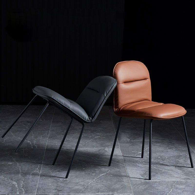 Modern PU Leather Dining Chairs Armless Metal Dining Chairs for Restaurant Use Clearhalo ' kitchen&dining_furn' 'Dining Chairs' 'Dining Tables & Seating' 'dining_chair' 'furn' 'furn_dining_chair' 'Furniture' 'furniture_dining_chair' 'Kitchen & Dining Furniture' 'kitchen' 1200x1200_ee0c3bcd-310a-4878-a42a-99f6f7d5b147