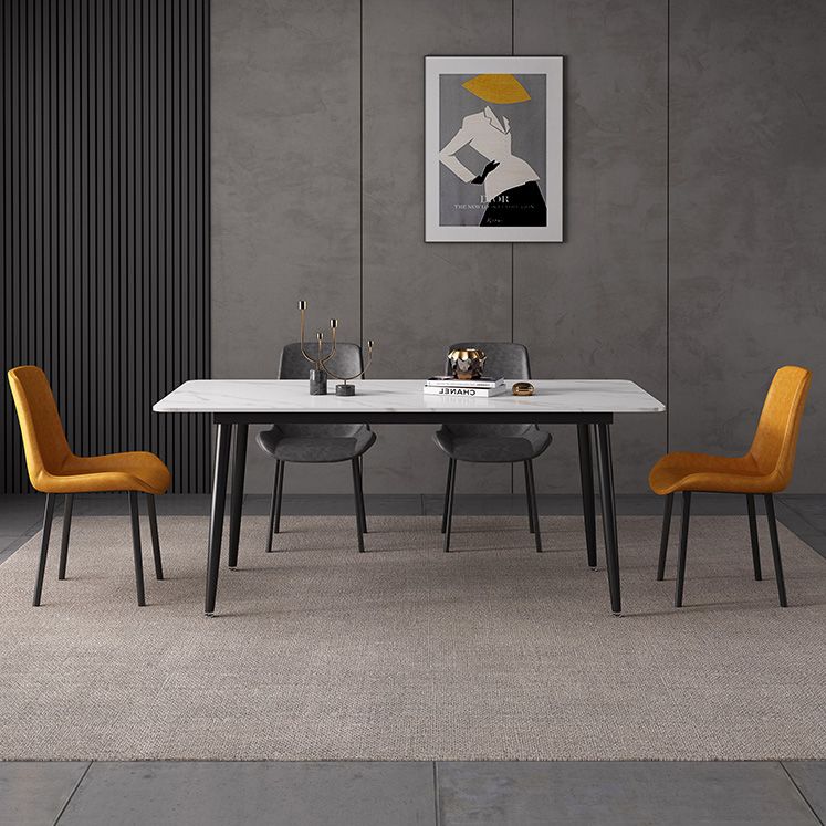 Sintered Stone Dining Table Industrial Style 4 Legs Base Rectangle Table for Dining Room Clearhalo ' dining_table' 'Dining Tables & Seating' 'Dining Tables' 'furn' 'furn_dining_table' 'Furniture' 'furniture_dining_table' 'Kitchen & Dining Furniture' 'kitchen&dining_furn' 'kitchen' 'kitchen_dining_table' 1200x1200_ee0ca6f7-f079-4e27-9929-9a1679658dce