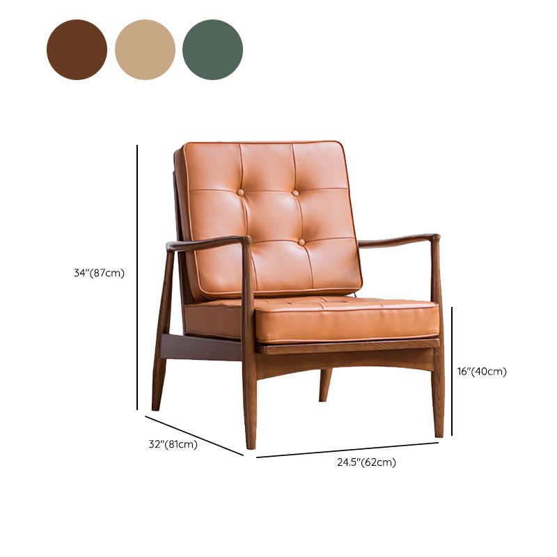 Tufted Cushions Chair Faux Leather Square Arm Chair with Brone 4 Legs Clearhalo 'Accent Chairs' 'accent_chairs' 'Chairs & Seating' 'furn' 'furn_accent_chairs' 'Furniture' 'Living Room Furniture' 1200x1200_ee0d20fb-afb3-4996-bf4b-1dad15178b71