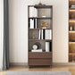 11" Wide Contemporary Shelf Open Wooden Bookcase with Drawer