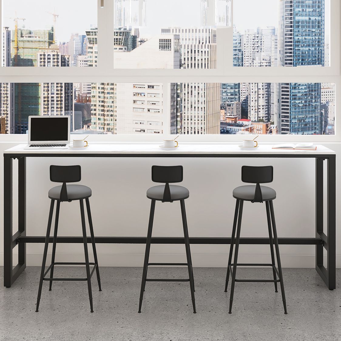 Glam Rectangle Bar Table Set 1/4/7 Pcs Iron Frame Bar Table and Upholstered Stools Clearhalo 'Bar Furniture' 'furn' 'furn_home_bar_bar_sets' 'Furniture' 'Home Bars & Bar Sets' 'home_bar_bar_sets' 'Kitchen & Dining Furniture' 1200x1200_ee0f0383-b0dd-428a-acf4-df380a3f06e4