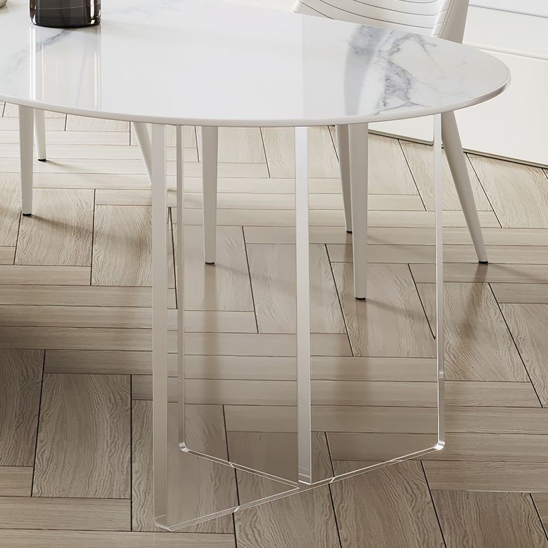 焼結石ダイニングテーブルアクリルベースのあるモダンスタイルのダイニングテーブル