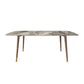 Stone Top Dining Table Mid-Century Modern Dining Table with 4 Wood Legs