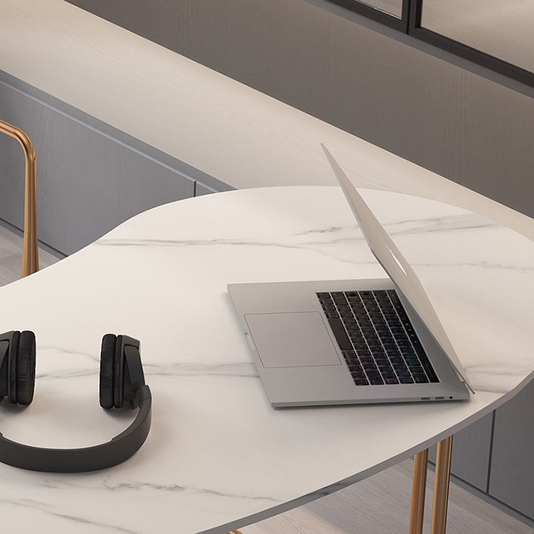 Escritorio de escritura curva glamorosa escritorio de oficina de piedra casera con patas de metal