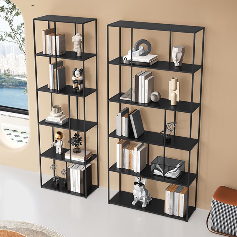 76.77"H Bookshelf Contemporary Style Open Back Black Bookcase for Home Office Clearhalo 'Bookcases' 'furn' 'furn_bookcases' 'Furniture' 'furniture_bookcases' 'Office Furniture' 1200x1200_ee15f82a-8122-4d1c-84e8-c78ea877ccde