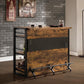 Industrial Style Bar Table Rectangle Wood Bar Table with Shelves for Dining Room