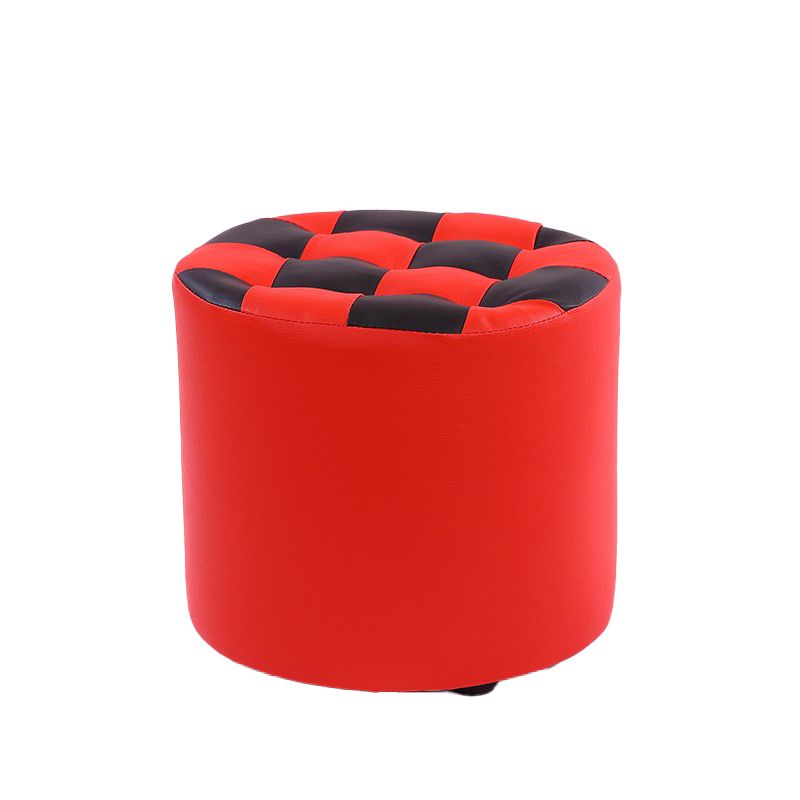 Color Block Ottoman Faux Leather Stain Resistant Cylinder Shape Pouf Ottoman Clearhalo 'furn' 'furn_ottomans_poufs' 'Furniture' 'Living Room Furniture' 'Ottomans & Poufs' 'ottomans_poufs' 1200x1200_ee173a46-216c-4ab0-9db0-5caaf53c6edb