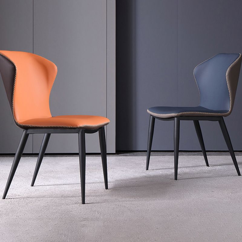 Contemporary Leather Dining Side Chair Wingback Side Chair for Brasserie Clearhalo ' kitchen&dining_furn' 'Dining Chairs' 'Dining Tables & Seating' 'dining_chair' 'furn' 'furn_dining_chair' 'Furniture' 'furniture_dining_chair' 'Kitchen & Dining Furniture' 'kitchen' 1200x1200_ee178fe3-38b5-43a7-be37-306348f5ed6c