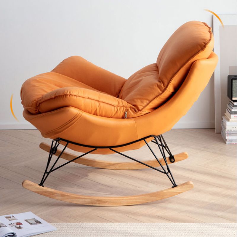 Chaise de rocker moderne rembourrée avec planeur de jambes sombres pour le salon
