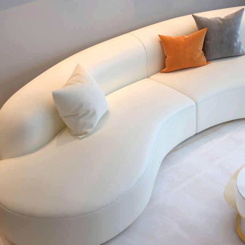 Curved Armless Sectional Sofa Faux Leather Stain-resistant Sectional Clearhalo 'furn' 'furn_sectionals' 'Furniture' 'Living Room Furniture' 'Sectionals' 1200x1200_ee180da7-649a-472e-a392-8f3a5a4d35f8