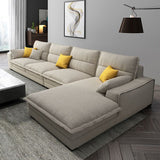 Linen Sectional Sofa L-Shape Stationary  Sectional Sofa,Pillowed Back Cushions