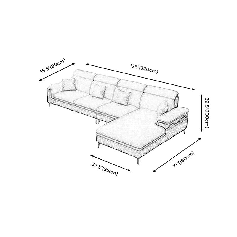 125.98" D x 70.86" W x 35.43" H Faux Leather Pillow Top Arm Sectional with Bolster Pillows Clearhalo 'furn' 'furn_sectionals' 'Furniture' 'furniture_sectionals' 'Living Room Furniture' 'Sectionals' 1200x1200_ee1b48c2-7bf6-4947-b653-9f50e6bc502f