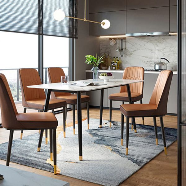 Matte Finish Stone Dinette Table Contemporary Rectangle Dining Table Clearhalo 'Dining Tables & Seating' 'Dining Tables' 'dining_table' 'furn' 'furn_dining_table' 'Furniture' 'Kitchen & Dining Furniture' 1200x1200_ee1bc40f-5e1c-463b-ad81-91d39e980ead