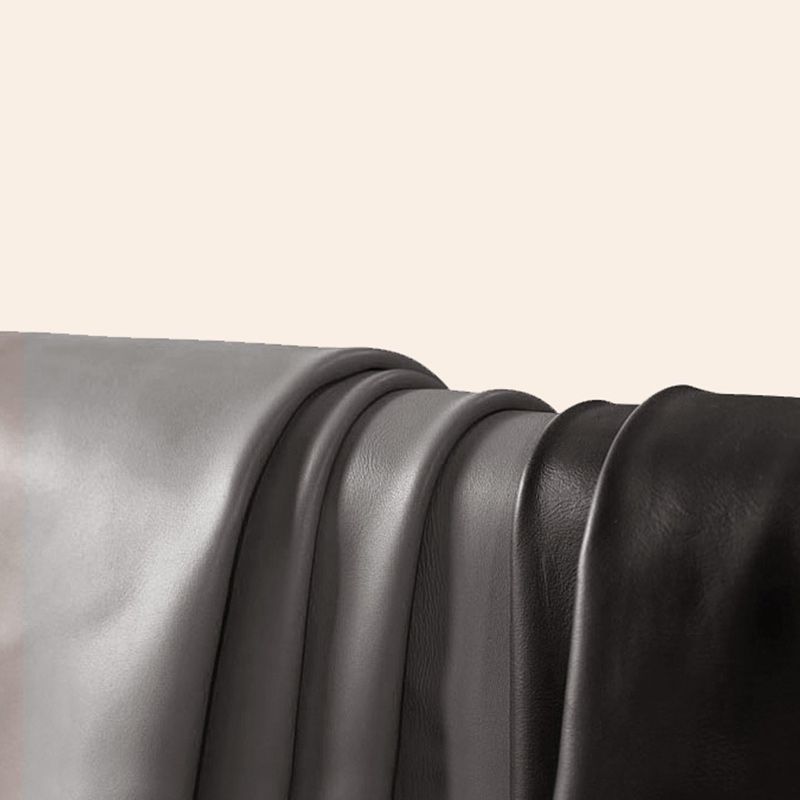 Faux Leather Square Arm Sleeper with Storage Scandinavian Futon Sleeper Sofa Bed in Gray