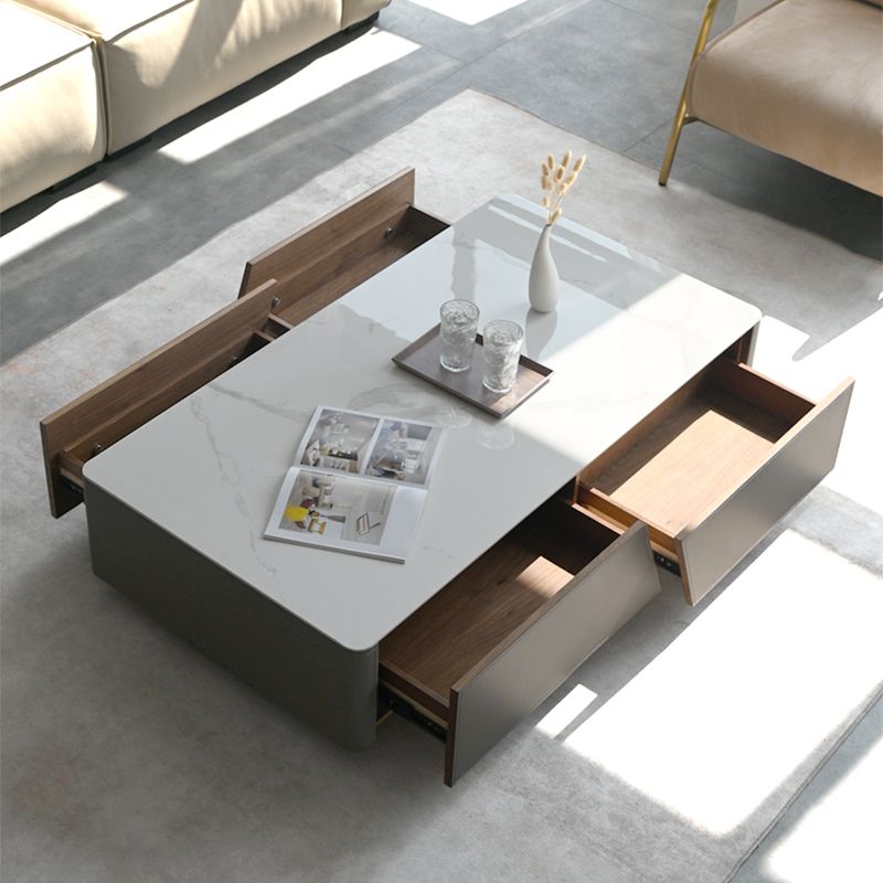 Minimalism Slate Rectangular Coffee Table White Coffee Table Set with Drawer Clearhalo 'Coffee & Accent Tables' 'Coffee Tables' 'coffee_tables' 'furn' 'furn_coffee_tables' 'Furniture' 'Living Room Furniture' 1200x1200_ee1d49d9-4b25-4da9-b653-b57203841be2