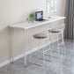 Mesa de altura de contador superior rectángulo con mesa de barra base de metal
