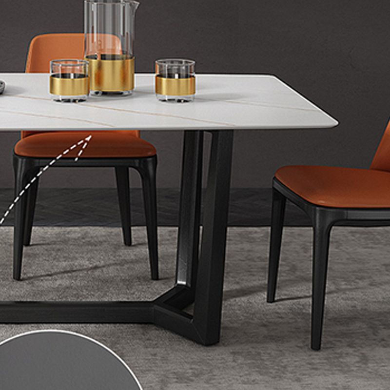Industrial Sintered Stone Top Dining Table Rectangle Table with Trestle Base Clearhalo 'Dining Tables & Seating' 'Dining Tables' 'dining_table' 'furn' 'furn_dining_table' 'Furniture' 'Kitchen & Dining Furniture' 1200x1200_ee1ee313-4bb7-476c-af6d-b05851232e57
