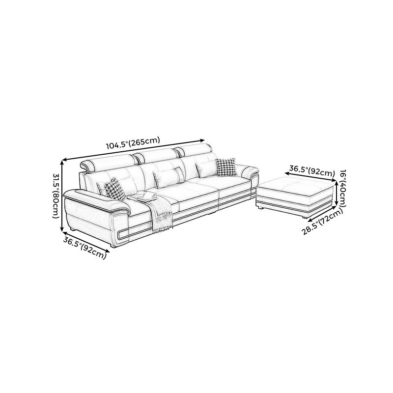 Faux Leather Pillow Top Arm Sectionals 31.5"High Cushion Back Sofa with Slipcover Clearhalo 'furn' 'furn_sectionals' 'Furniture' 'furniture_sectionals' 'Living Room Furniture' 'Sectionals' 1200x1200_ee1f1b9f-b3bf-484b-aa24-98a657e87834