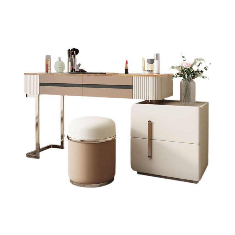 Glam Wood Makeup Vanity Desk Glass Top 4 Drawer Dressing Table Clearhalo 'Bedroom Furniture' 'furn' 'furn_makeup_vanities' 'Furniture' 'Makeup Vanities' 'makeup_vanities' 1200x1200_ee209d91-8807-436b-acd7-2e62fbaf59fd