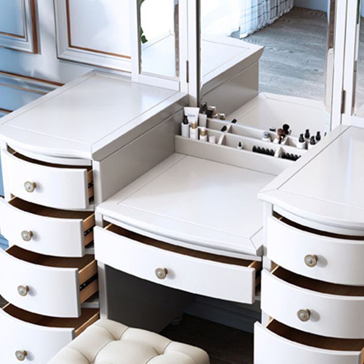 Tavolo da vanità contemporaneo e set di sgabelli a 9 cassetti trucco vanity desk